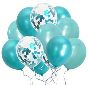 tsotu turquoise balloons metallic confetti teal balloons for engagement bachelorette party decorations supplies(turquoise teal confetti)