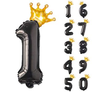 gadeja black number balloon(1), digital crown children’s birthday party decorative balloons, birthday balloons party supplies,aluminum film balloon 32 inch for baby shower wedding and 1st themed party