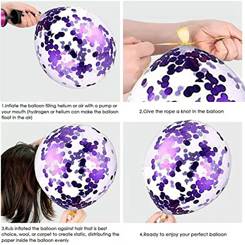 Purple Balloons Garland Arch Kit, Metallic Purple Balloons Arch 18'' 12'' 10'' 5'', Purple Confetti Balloons for Birthday Baby Shower Wedding Graduation Party Decorations for Women Girls Birthday