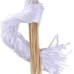 Wishprom Ribbon Stick Wands Streamers for Wedding Party Favor (White-30PCS)