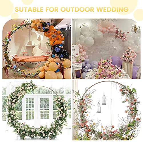 Sea Punk 7.2ft Round Backdrop Stand, Wedding Arches for Ceremony, Balloon Arch Stand for Wedding Valentine Birthday Party, Easy to Assemble Rustproof Metal Bracket, Gold