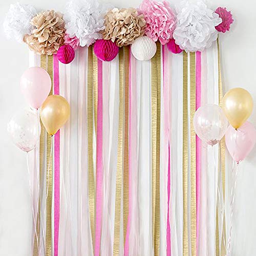 Coceca 6 Rolls 492ft Gold Crepe Paper Streamers for Birthday Party Wedding Festival Party Decorations