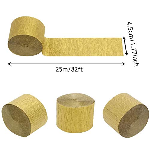 Coceca 6 Rolls 492ft Gold Crepe Paper Streamers for Birthday Party Wedding Festival Party Decorations