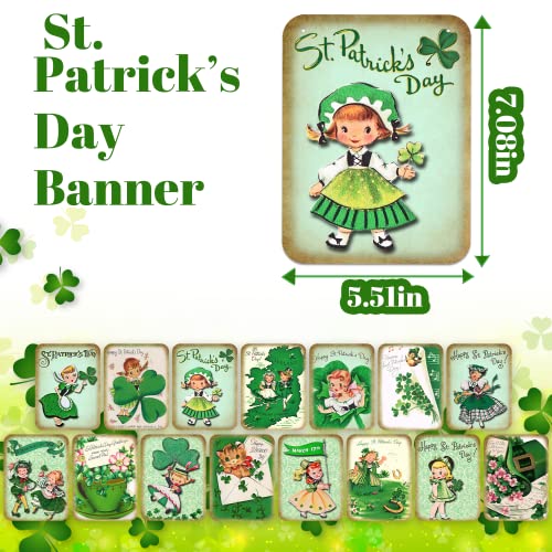 Vintage St. Patrick 's Day Banner-Clover Shamrock Happy St. Patricks Day Garland for Fireplace Irish Party Supplies St. Patrick 's Home Decor Green Clover Banner