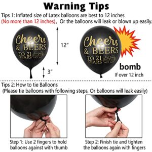 21th Birthday Decorations, 21 Years Anniversary Decorations for Men Women, Cheers to 21 Years Banner, 32 Inch Number 21 Gold Foil Balloon, 21 Sign Latex Balloon, Cheers Cup Foil Balloon