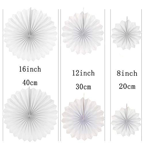 Black White Party Hanging Paper Fans Decorations - Wedding Retirement Graduation Birthday Party Engagement Bridal Shower Party Ceiling Hangings Photo Booth Backdrops Decorations, 12pc