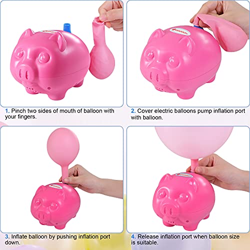 IDAODAN Balloon Pump Electric, Portable Little-Pig Shape Balloon Inflator Air Blower for Kid's Birthday, Wedding, Christmas, Party Decoration - 110V 600W, Electric Air Balloon Pump