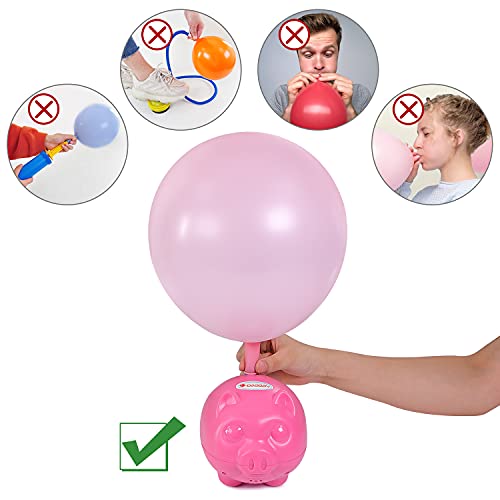 IDAODAN Balloon Pump Electric, Portable Little-Pig Shape Balloon Inflator Air Blower for Kid's Birthday, Wedding, Christmas, Party Decoration - 110V 600W, Electric Air Balloon Pump