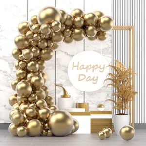 gold metallic chrome balloon garland kit – 102pcs 18in 12in 10in 5in party balloon kit with 33ft ribbon for birthday wedding graduation engagement baby shower party decorations