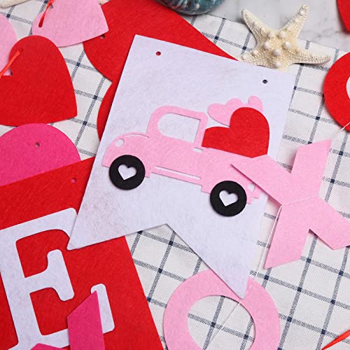 Valentines Day Decor Felt Heart Garland Banner Decorations for Home Mantel Classroom Party Anniversary Wedding Wall Decorations