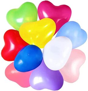 100 10-inch color heart shaped balloons 10 kinds of rainbow party latex balloons for valentines day,propose marriage,wedding party…