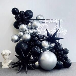 black silver balloon garland 121pcs black star birthday party decoration anniversary home decor