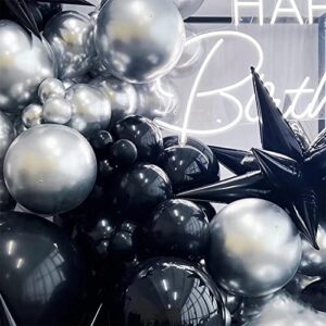 Black Silver Balloon Garland 121PCS Black Star Birthday Party Decoration Anniversary Home Decor