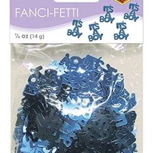 Beistle It’s A Boy Baby Shower Confetti Sprinkles For Gender Reveal Party – 0.5 Ounces Of Metallic Plastic Table Scatter Decor