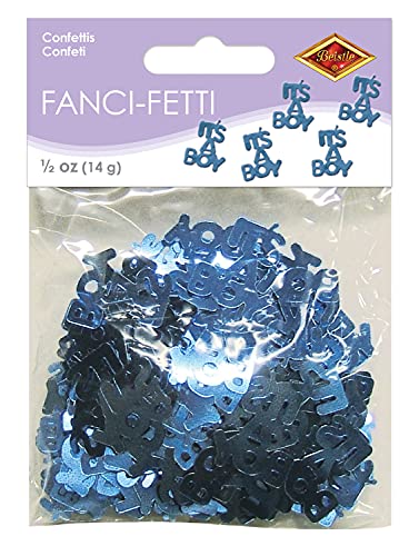 Beistle It’s A Boy Baby Shower Confetti Sprinkles For Gender Reveal Party – 0.5 Ounces Of Metallic Plastic Table Scatter Decor