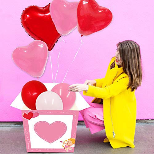 Valentine's Day Party Decorations Supplies Love XOXO Sign Balloons Boxes Blocks Decorations Set Red Pink Heart Balloons Arch Garland for Valentine Surprise Box Wedding Bridal Shower Photo Props Favors