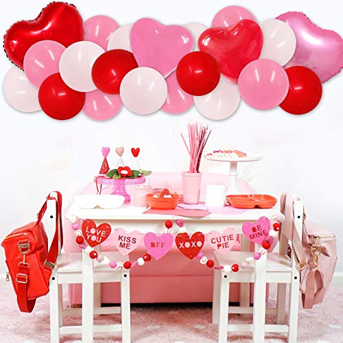 Valentine's Day Party Decorations Supplies Love XOXO Sign Balloons Boxes Blocks Decorations Set Red Pink Heart Balloons Arch Garland for Valentine Surprise Box Wedding Bridal Shower Photo Props Favors