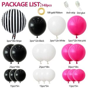 Black And White Balloons Striped Hot Pink Garland Kit Arch Birthday Party Baby Shower Decorations For Girl