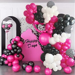 Black And White Balloons Striped Hot Pink Garland Kit Arch Birthday Party Baby Shower Decorations For Girl