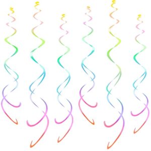 36pcs pastel rainbow party decorations iridescent white hanging swirls shimmer transparent streamers for birthday wedding party baby shower decoration supplies