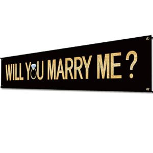 marry me black banner will you marry me large black banner marriage valentine’s day proposal winter supplies engagement lawn sign outdoor party backdrop decorations 6ft