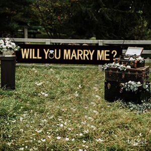 Marry Me Black Banner Will You Marry Me Large Black Banner Marriage Valentine's Day Proposal Winter Supplies Engagement Lawn Sign Outdoor Party Backdrop Decorations 6Ft