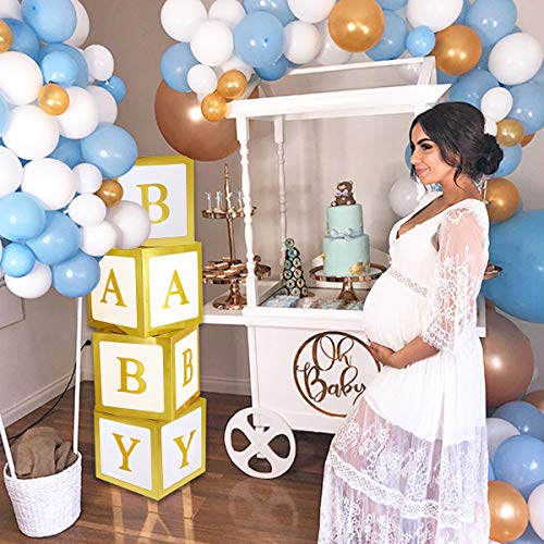 Baby Shower Decorations Gold Large Baby Box Baby Blocks Decorations for Baby Shower Boy Girl 1st Birthday Party Decorations by QIFU