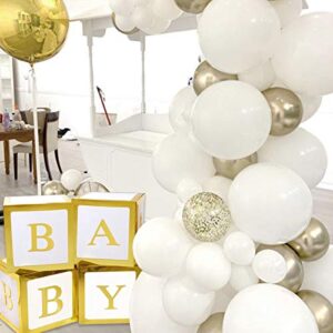 Baby Shower Decorations Gold Large Baby Box Baby Blocks Decorations for Baby Shower Boy Girl 1st Birthday Party Decorations by QIFU