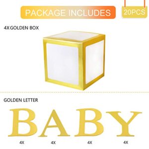 Baby Shower Decorations Gold Large Baby Box Baby Blocks Decorations for Baby Shower Boy Girl 1st Birthday Party Decorations by QIFU