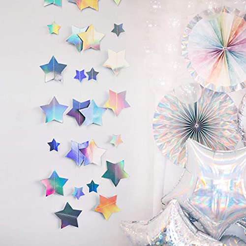 39Ft Glitter Star Garland Banner Hanging Decorations Bling Iridescent Twinkle Star Garland Streamer Kit for Bridal Shower Wedding Baby Shower Christmas Birthday Prom Graduation Party Supplies