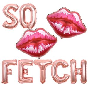 so fetch bachelorette, birthday party decorations, mean girls birthday decorations burn book party decorations for girls 20th 30th birthday, red lip balloons, rose gold so fetch balloon banner