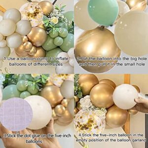 Sage Green Gold Balloons Garland Kit,130 pcs Olive Green Gold Confetti Blush Balloons Arch for Birthday Baby Shower Bridal Shower Engagement Wild One Party Decor