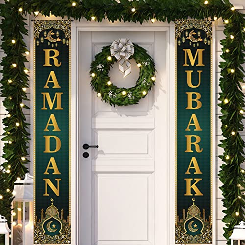 Ramadan Mubarak Decorations Ramadan Front Porch Welcome Sign Eid Mubarak Banner Ramadan Decorations and Supplies for Home Party