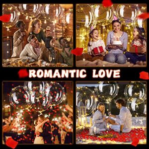 4 Pcs 36 Inches Light up Clear Bobo Balloons Valentine's Day Large Glow LED Balloons with String Lights Jumbo Transparent Balloons for DIY Wedding Banquet Party Anniversary (Warm White Light)