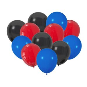 jodidi 100 pcs 12 inch red royal blue black latex balloons decoration, birthday wedding baby shower party balloons decoration(red blue black)