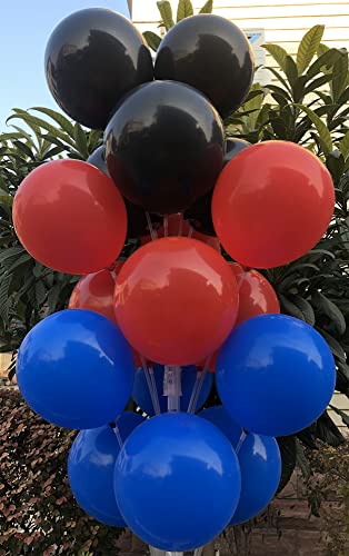 JODIDI 100 Pcs 12 Inch Red Royal Blue Black Latex Balloons Decoration, Birthday Wedding Baby Shower Party Balloons Decoration(Red Blue Black)