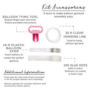 Balloon Garland Kit - Pink, White, Blush Balloons for Parties - Valentine's Day / Galentine's Party - Large, Small Baby Pastel Matte Balloons - Balloon Garland Strip - Light Pink Balloon Arch Kit 16'