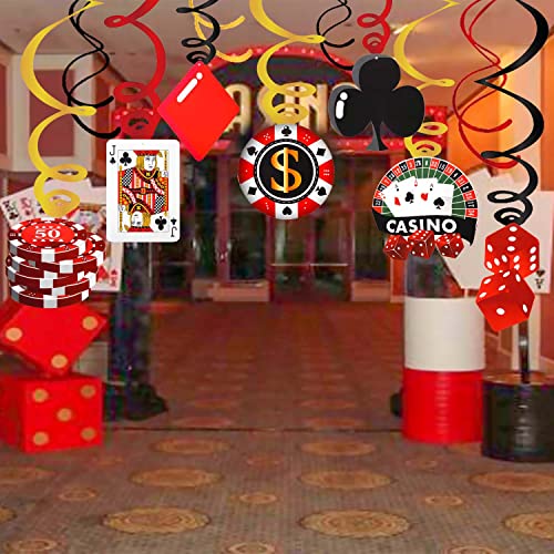 30PCS Casino Hanging Swirls Casino Theme Party Decorations Poker Theme Birthday Party Ceiling Hangings for Las Vegas Casino Night Party Favor Spiral Ornaments
