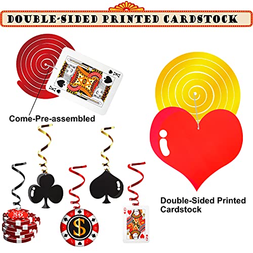 30PCS Casino Hanging Swirls Casino Theme Party Decorations Poker Theme Birthday Party Ceiling Hangings for Las Vegas Casino Night Party Favor Spiral Ornaments