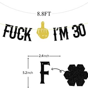 I’m 30 Years Old Banner, 30th Birthday Bunting Party Decor, Cheers to 30 Years ,Funny Thirty Years Old Birthday Party Decorations Black and Gold