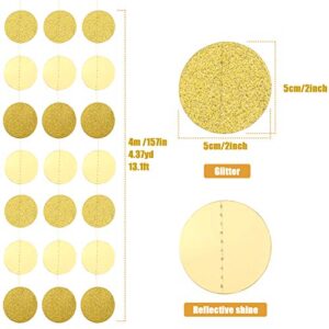 10 Pcs 131 ft Glitter Paper Circle Dots Circle Garlands Coin Garland Hanging Banners Dot Streamer Backdrop Background Decor for Birthday Baby Shower Wedding Party (Champagne Gold)