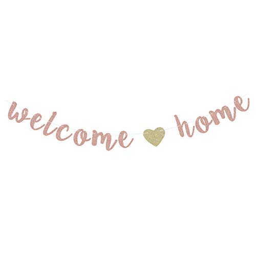 Welcome Home Banner Homecoming Party Decoration Bunting - Rose Gold