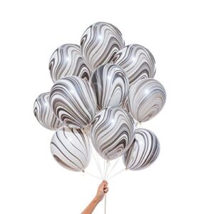 100 pcs marble agate latex balloons, 10 inches party balloon decoration for wedding, birthday party, photobooth, backdrop etc.(black)