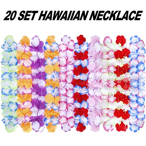 INNOCHEER Hawaiian Leis 80Pcs, Hawaiian Party Decorations of Flowers Necklaces, Headbands and Wristbands - Luau Party Supplies, Summer Beach Vacation, Tropical Themed Party Favors, Birthday, Wedding