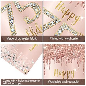 75th Birthday Decorations Door Banner for Women, Pink Rose Gold Happy 75 Birthday Backdrop Party Supplies, 75 Year Old Birthday Poster Door Cover Sign Decor