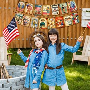 4th of July Banner Independence Day Patriotic Decorations - 4th of July Vintage Style Bunting Indoor Home Office Party Supplies for July Fourth Memorial Day Independence Labor