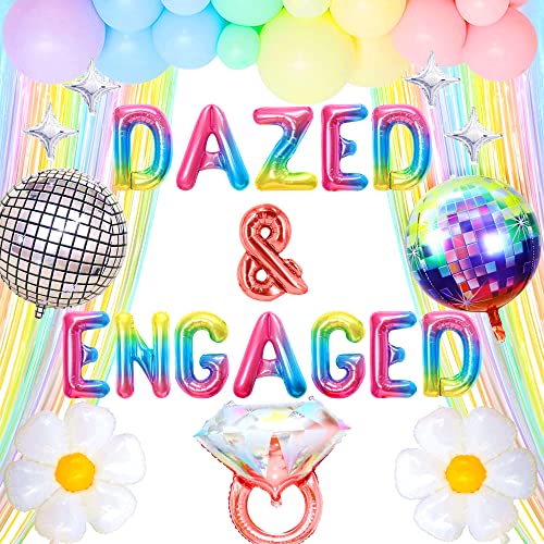 JeVenis Dazed and Engaged Bachelorette Decoration Dazed & Engaged Confused Banner Hippie Bachelorette Party Decoration Retro Bachelorette Party Banner