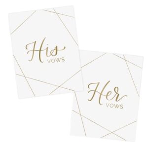 bloom daily planners wedding vow books – his & hers unlined keepsake booklets for bride and groom (5.5″ x 4.3″) – set of 2 – gold geometric