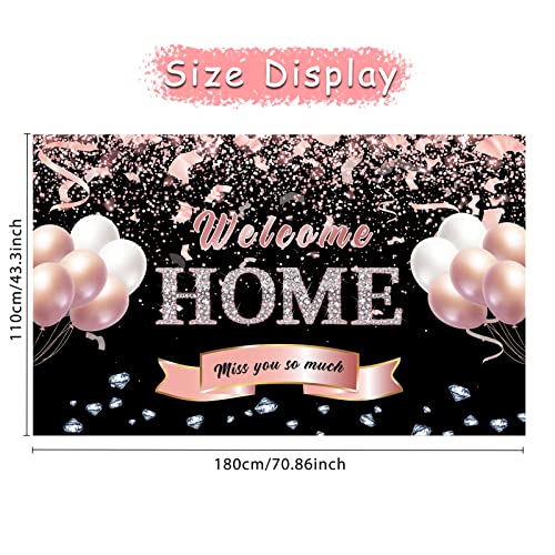 Trgowaul Welcome Home Banner Decorations, Rose Gold Welcome Back Home Backdrop, We Missed You So Much Party Decor, Family Reunion Patriotic Military Homecoming Army Deployment Returning Party Supplies