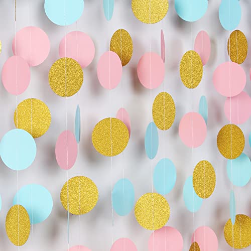 Blue Pink Gold Party-Decorations Gender-Reveal - 52Ft Paper Streamers Garland Hanging Decor Birthday Banner Ideas Event Party Supplies